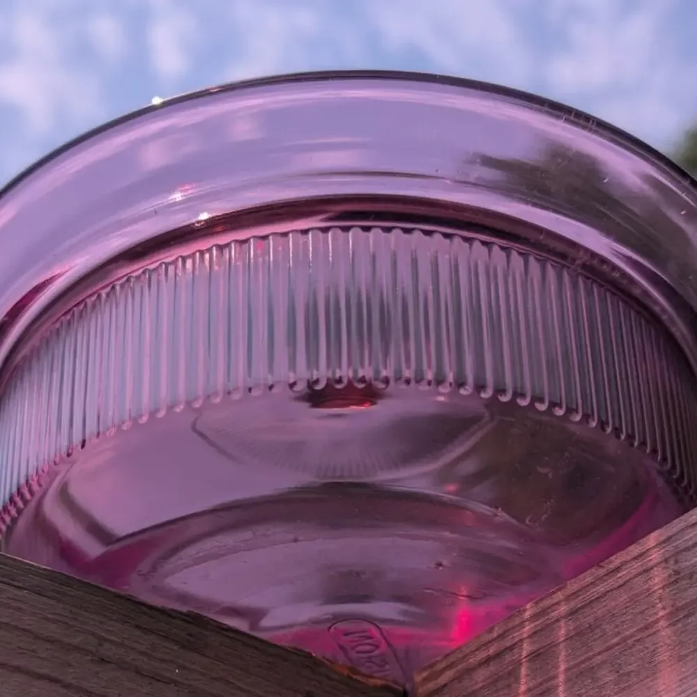 VTG Pyrex Corning Visions Cranberry Ribbed Glass Casserole Dish V1.5C